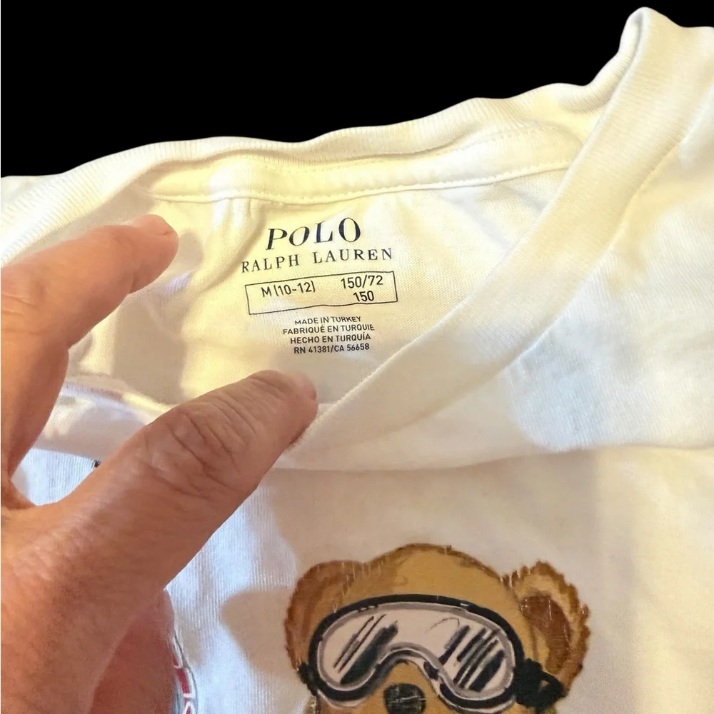 💙Ralph Lauren White Polo Bear Ski T-Shirt
